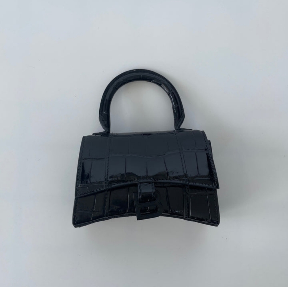 BALENCIAGA | MINI EMBOSSED HOURGLASS BAG | BLACK